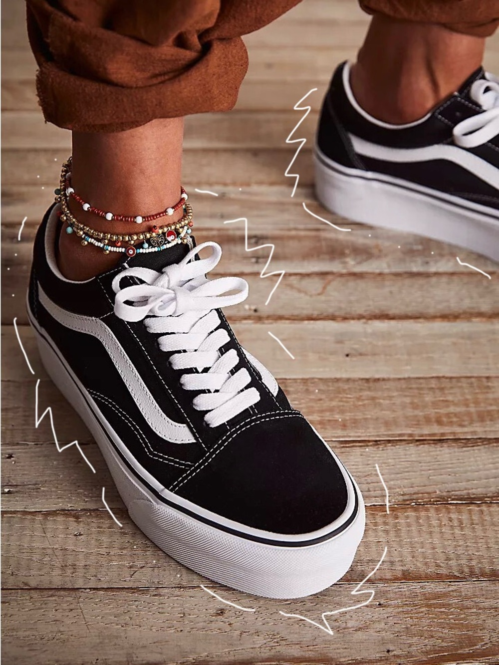 Vans Black and White Old Skool Platform Sneakers - Women